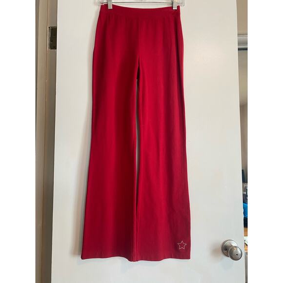 Casual Corner Pants - Deadstock Y2K red rhinestone star flare stretch pants XS